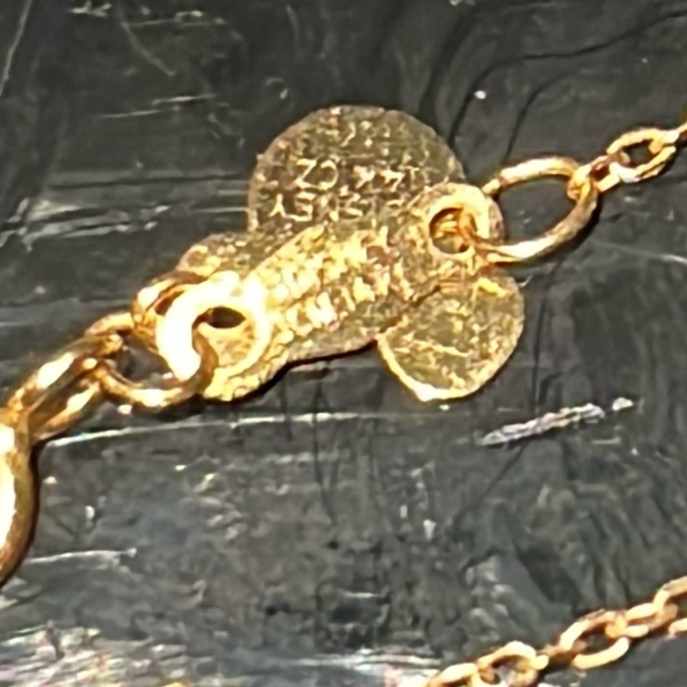 Vintage Solid 14k Gold Necklace with Crystal Accent - Picture 3 of 3